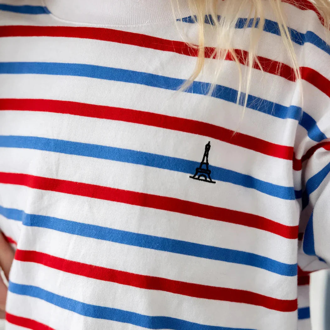 Matchande randig T-shirt 100% organisk bomull - förälder och barn