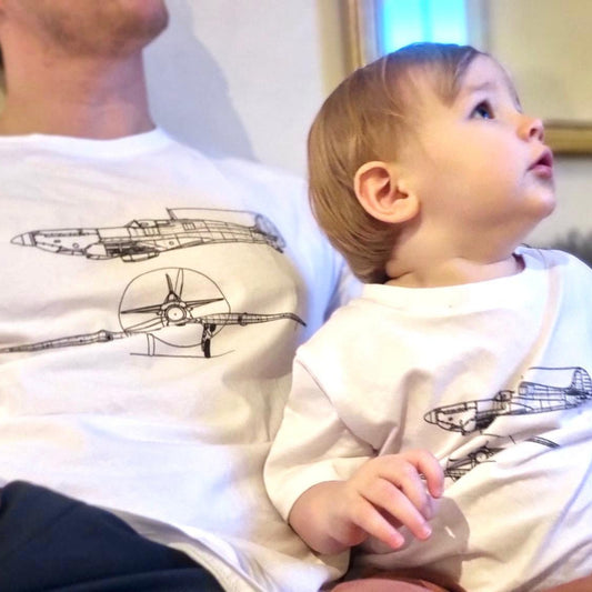 Matchande T-shirt pappa barn flygplan