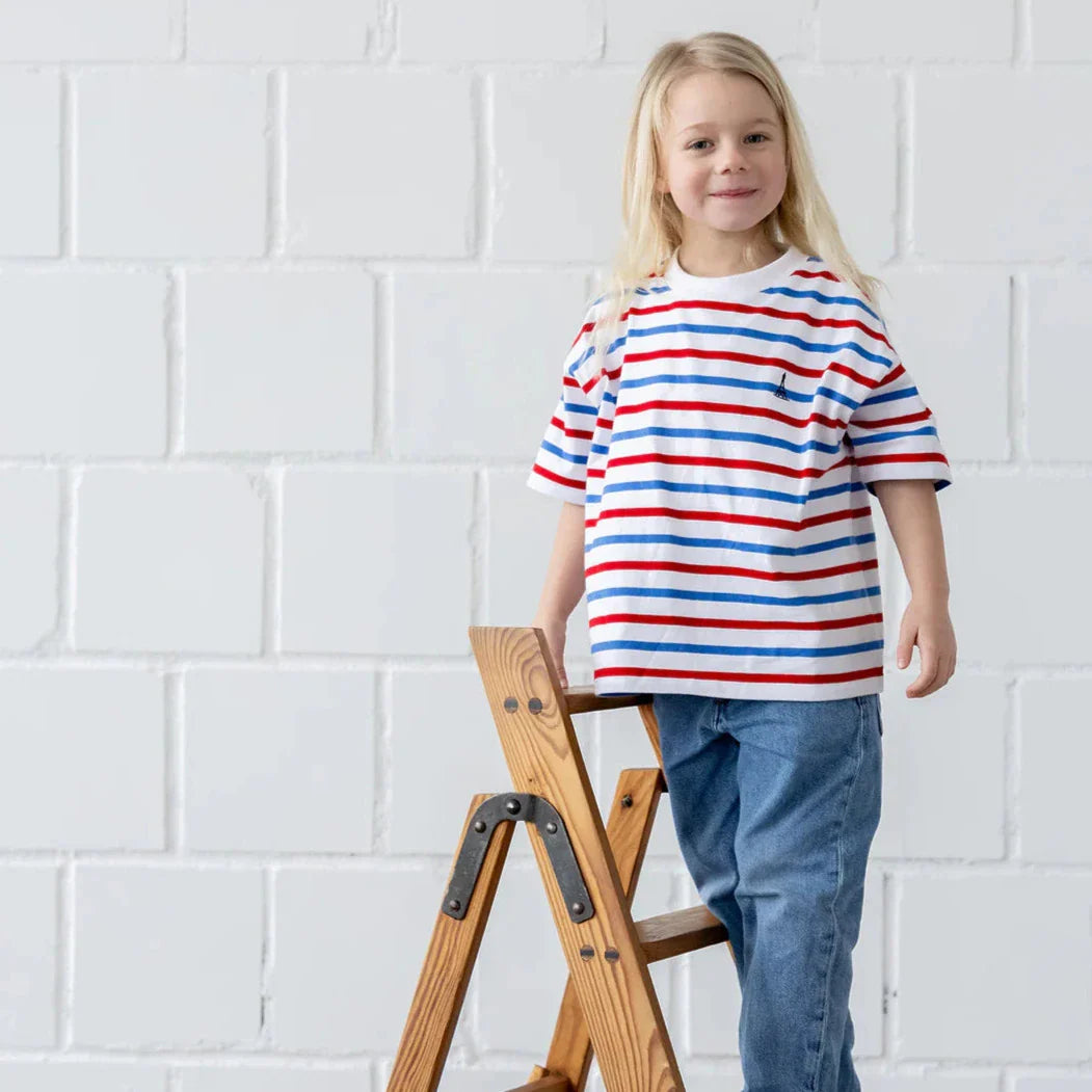 Matchande randig T-shirt 100% organisk bomull - förälder och barn